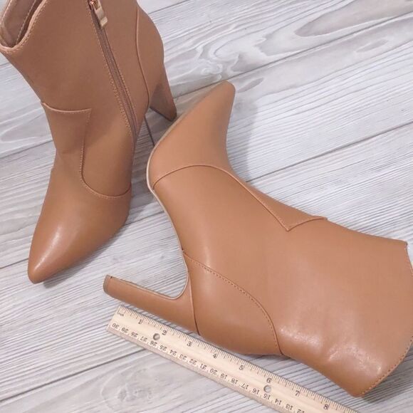 C-2592) COUTGO Womens Western Ankle Boots High Heels Slim Block Sz 7.5 - Picture 4 of 11